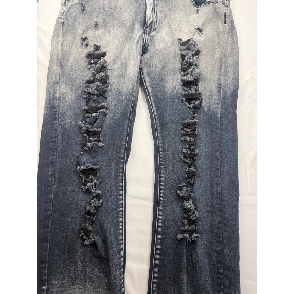American Bazi Womens 3X Distressed Ombre Skinny Jeans High Rise Blue Grey - Picture 12 of 12